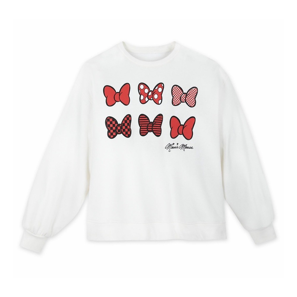 Disney Store Exclusive Minnie Mouse Bow Pullover Sweatshirt Women XL  NWT